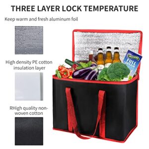 musbus 2 Pack Jumbo Chillout Thermal Tote, Foldable Insulated & Reusable Food Delivery Bag for Groceries, Potlucks, Sundries & More Cooler Bag Insulated Grocery Bags Large Freezer Shopping