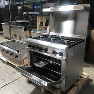 Commercial Range&Oven 36" Width, 6 Burners, Natural Gas and Propane, NSF/ETL Certified, Thermostat, Stainless Steel Galvanized and Cast iron Grate For Restaurant Heavy Duty, 211000 BTU