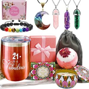 21st birthday gifts for her, unique 21 years old crystal gifts basket decorations for women, friends, younger sister, daughters, bff, granddaughters, bath sets spa gift for 21st girls