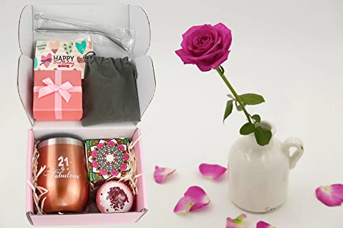 21st Birthday Gifts for Her, Unique 21 Years Old Crystal Gifts Basket Decorations for Women, Friends, Younger Sister, Daughters, BFF, Granddaughters, Bath Sets Spa Gift for 21st Girls