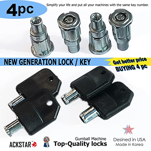 Locks & Keys Classic Gumball Machine - Vending Machines Top Lid Tubular Key Lock for Capsule, Candy, Gumball Vending Machine. Gumball Machine Lock and Key 1/4" Thread (4pc - Key Y2)