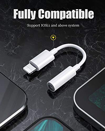 [2 Pack] iPhone Adapter，Apple MFi Certified iPhone to 3.5mm Aux Audio Accessories Headset Splitter Adaptor Compatible for Music Compatible with iPhone 14/13 Pro Max X/XS/Max/7 8 Support All iOS System