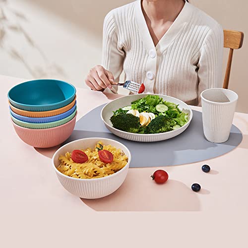 18pcs Wheat Straw Dinnerware Sets, HXYPN Unbreakable Reusable Dinnerware Set Kitchen Cups Plates and Bowls Sets Dishwasher Microwave Safe Multicolor