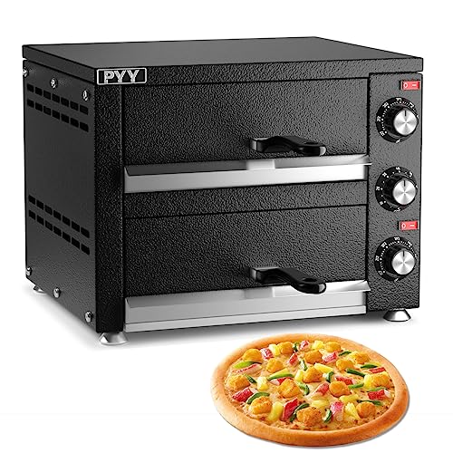 Countertop Pizza Oven Electric Indoor Pizza Oven Commercial PYY Stainless Steel 2-Layers Pizza Cooker with Timer for Home Restaurant