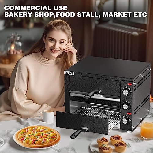 Countertop Pizza Oven Electric Indoor Pizza Oven Commercial PYY Stainless Steel 2-Layers Pizza Cooker with Timer for Home Restaurant