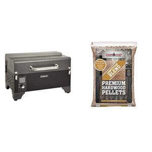 cuisinart cpg-256 portable wood pellet grill and smoker, black and dark gray & camp chef competition blend bbq pellets, hardwood pellets for grill, smoke, bake, roast, braise and bbq, 20 lb. bag