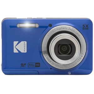 Kodak PIXPRO FZ55 Digital Camera, Blue Bundle with Lexar 32GB High-Performance 800x UHS-I SDHC Memory Card + Deco Photo Point and Shoot Field Bag Camera Case