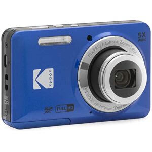 Kodak PIXPRO FZ55 Digital Camera, Blue Bundle with Lexar 32GB High-Performance 800x UHS-I SDHC Memory Card + Deco Photo Point and Shoot Field Bag Camera Case