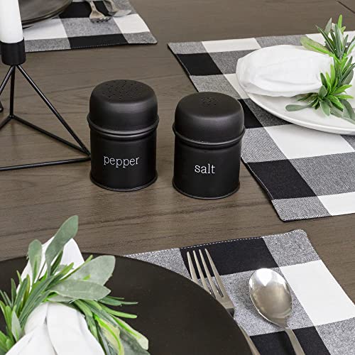 AuldHome Salt and Pepper Shaker Set (Black); Contemporary Modern Farmhouse Retro Enamel Style Shaker Set