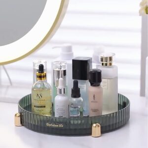 CESTATIVO Makeup Perfume Organizer, 360 Degree Rotating Lazy Susan, Bathroom Vanity Tray, Counter Organizer, Green