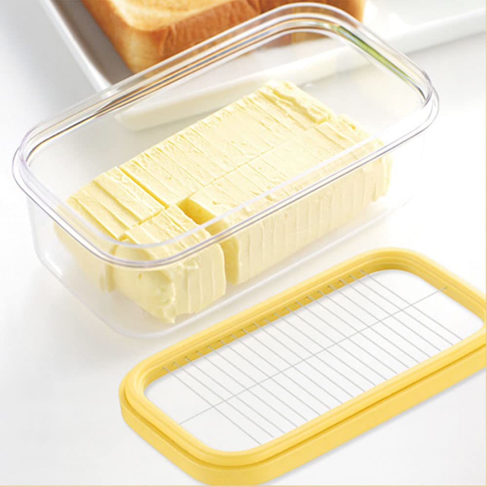 UNIVIVO Butter Slicer Cutter, Stick Butter Container Dish with Lid for Fridge, Easy Cutting Two 4oz Sticks Butter