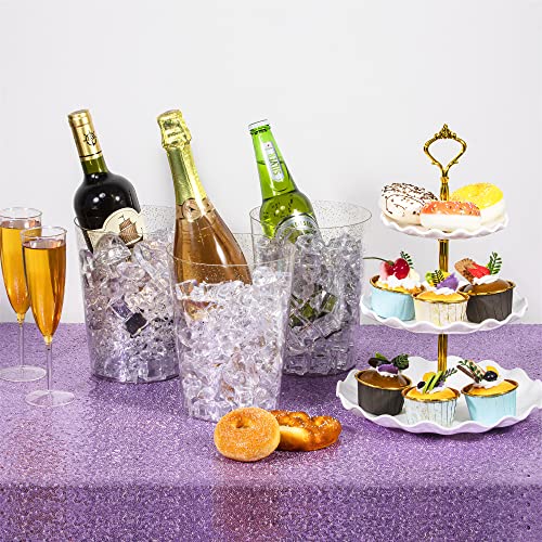 12 Pack Disposable Plastic Ice Bucket For Parties, Gold Glitter Clear Wine Cooler for Wedding, Good as One Large Champagne Chiller Or Classic Wine Bottle Chiller