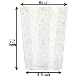 12 Pack Disposable Plastic Ice Bucket For Parties, Gold Glitter Clear Wine Cooler for Wedding, Good as One Large Champagne Chiller Or Classic Wine Bottle Chiller