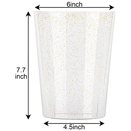 12 Pack Disposable Plastic Ice Bucket For Parties, Gold Glitter Clear Wine Cooler for Wedding, Good as One Large Champagne Chiller Or Classic Wine Bottle Chiller