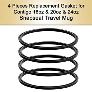 BOSORIO 4 Pack Gaskets Compatible with Contigo Snapseal Byron Travel Mug 16oz & 20oz, Replacement Rubber Seal for Contigo Snapseal Lid, Replacement Silicone Part for Contigo Coffee Travel Tumbler