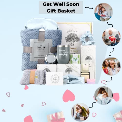 MAJOAK Stainless Steel Get Well Soon Gifts for Women|14pcs self-care Package for Women & Men| Thinking of you gift basket for loved ones| Birthday Gift Box|