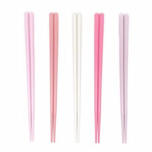 5 pairs fiberglass reusable chopsticks, non-slip, 5 pairs gift set (pink)