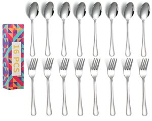 16-piece dinner forks and spoons silverware set, stainless steel flatware cutlery for kitchen home restaurant, heavy duty fork 7.2 inch and tablespoon 6.7 inch, dishwasher safe