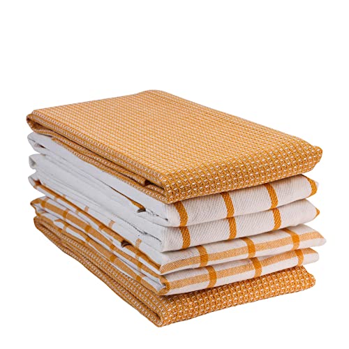 LANE LINEN Kitchen Towels Set - Pack of 6 Cotton Dish Towels for Drying Dishes, 18”x 28”, Kitchen Hand Towels, Tea Towels, Premium Dish Towels for Kitchen, Quick Drying Kitchen Towel Set - Yellow