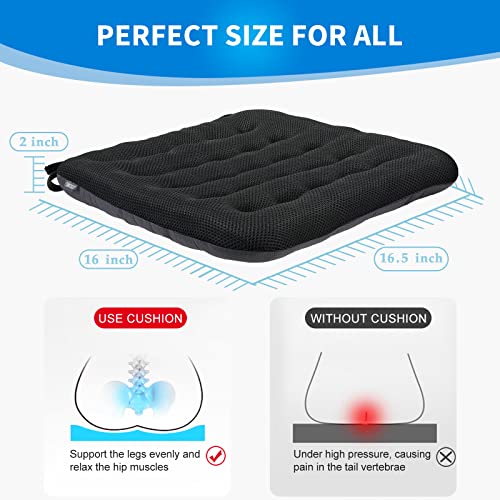 SINOSSO Excellent Support Effect Office Chair Cushion 1 Pack, Luxury Air Mesh Breathable Non-Slip Desk Computer Seat Cushion, Kitchen Dining Room Square Chair Pad (1 Count, Black)