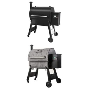 bundle of traeger grills pro series 780 wood pellet grill and smoker with wifi smart home technology, black + traeger pellet grills bac627 pro 780 insulation blanket, grey
