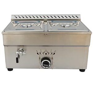 PreAsion 2 Pan Commercial Propane LP Gas Food Warmer Propane Gas Bain Marie Buffet Food Warmer with Regulator Canteen Buffet Gas Steam Table