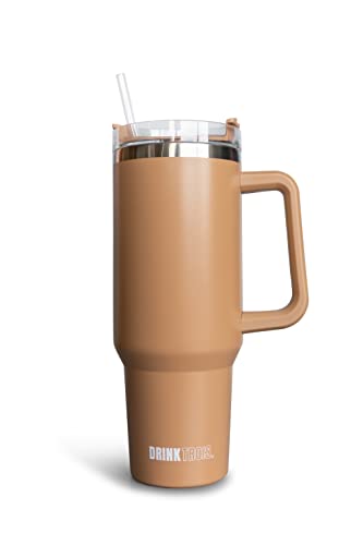 Drink Trois (Women-Owned 40 oz Tumbler With Handle and Straw Lid Insulated Reusable Stainless Steel Water Bottle Travel Mug Iced Coffee Cup Travel Mug for Cold Beverages 40 oz Tumbler with Handle