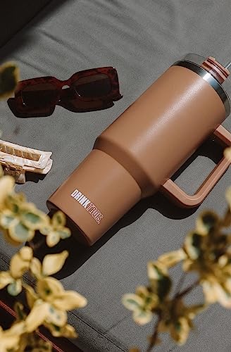 Drink Trois (Women-Owned 40 oz Tumbler With Handle and Straw Lid Insulated Reusable Stainless Steel Water Bottle Travel Mug Iced Coffee Cup Travel Mug for Cold Beverages 40 oz Tumbler with Handle