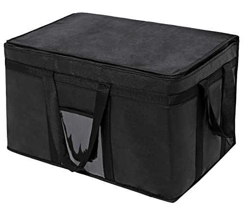 Insulated Food Delivery Bag，Reusable Food Warmer Delivery Bags for Hot and Cold,Collapsible Large Capacity and Durable, Suitable for Travel，Car，Camping (XXXL, Black)