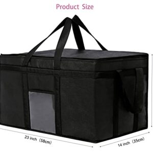 Insulated Food Delivery Bag，Reusable Food Warmer Delivery Bags for Hot and Cold,Collapsible Large Capacity and Durable, Suitable for Travel，Car，Camping (XXXL, Black)