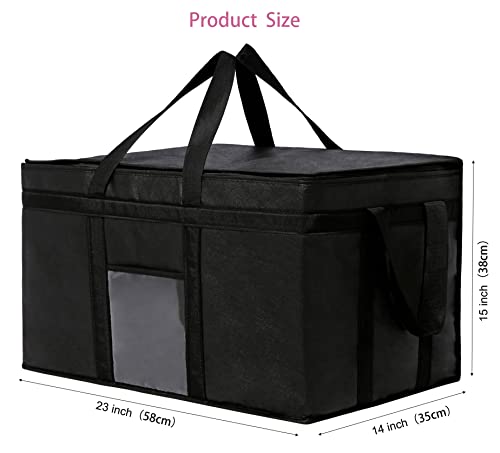 Insulated Food Delivery Bag，Reusable Food Warmer Delivery Bags for Hot and Cold,Collapsible Large Capacity and Durable, Suitable for Travel，Car，Camping (XXXL, Black)