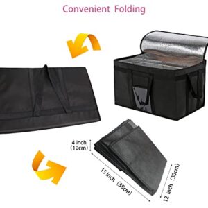 Insulated Food Delivery Bag，Reusable Food Warmer Delivery Bags for Hot and Cold,Collapsible Large Capacity and Durable, Suitable for Travel，Car，Camping (XXXL, Black)