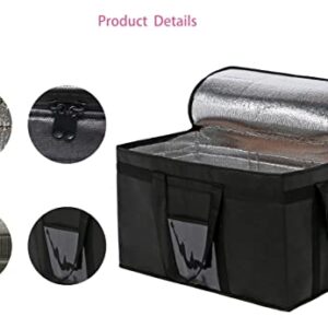 Insulated Food Delivery Bag，Reusable Food Warmer Delivery Bags for Hot and Cold,Collapsible Large Capacity and Durable, Suitable for Travel，Car，Camping (XXXL, Black)