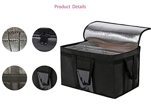 Insulated Food Delivery Bag，Reusable Food Warmer Delivery Bags for Hot and Cold,Collapsible Large Capacity and Durable, Suitable for Travel，Car，Camping (XXXL, Black)