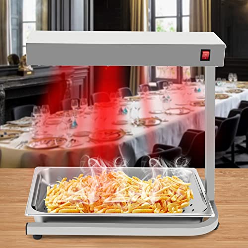 Fetcoi French Fry Warmer, Commercial Heat Lamp Food Warmer Strip Warmer, 500W Free-Standing Warming Dump Station Countertop for Chips Churros Fried Food
