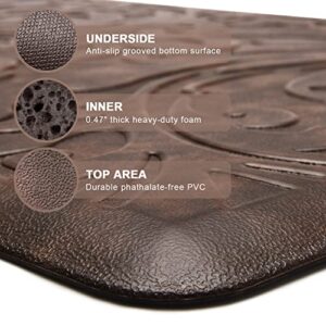 KMAT 2PCS Kitchen Mat Cushioned Anti-Fatigue Floor Mat,Waterproof Non-Slip Standing Mat,Ergonomic Comfort Floor Mat Rug for Home,Office,Sink,Laundry,Desk(17.3"x28"+17.3"x60",Brown)