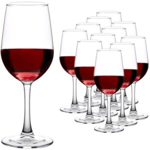 yangnay wine glasses (set of 12, 12 oz), all-purpose red or white wine glass with stem, durable, dishwasher safe