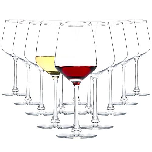 HAKEEMI Red/White Wine Glasses Set of 12, 12 oz Clear Wine Glasses with Stem, Dishwasher Safe