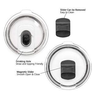 20 oz Magnetic Lid for Tumbler - Compatible with YETI Rambler, Ozark Trail, Old Style Rtic and More, Magnetic Slider Switch Spill Proof Tumbler Cover (20Oz Pack of 2 Black)