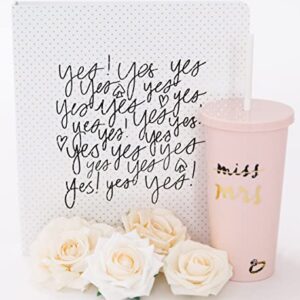 Kate Spade New York Acrylic Bridal Tumbler with Lid and Straw, 20 oz Tumbler for Bride to Be, Slim Double Wall Tumbler, Miss to Mrs. (Blush)