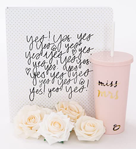 Kate Spade New York Acrylic Bridal Tumbler with Lid and Straw, 20 oz Tumbler for Bride to Be, Slim Double Wall Tumbler, Miss to Mrs. (Blush)