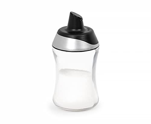 J&M DESIGN Sugar Dispenser w/Pour Spout For Coffee Bar Accessories, Tea Organizer Station Essentials, Coffee Gifts & Kitchen Baking w/Easy Spoon Pouring Shaker Lid - 7.5oz Glass Jar Container Bowl