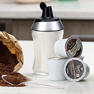 J&M DESIGN Sugar Dispenser w/Pour Spout For Coffee Bar Accessories, Tea Organizer Station Essentials, Coffee Gifts & Kitchen Baking w/Easy Spoon Pouring Shaker Lid - 7.5oz Glass Jar Container Bowl