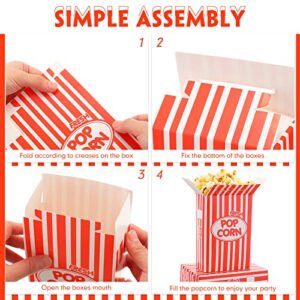 200 Pcs Paper Popcorn Boxes 1 oz Close Top Oil Proof Disposable Popcorn Container 6 x 4 x 2 Inch Red and White Stripes Leak Proof Popcorn Boxes for Party Movie Party Theater Night Carnival Birthday