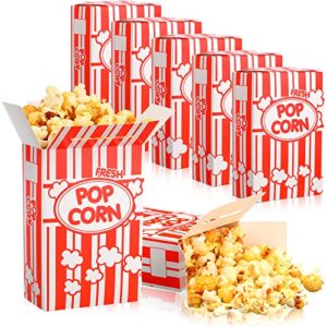 200 pieces mini popcorn box 1 oz red and white striped popcorn containers collapsible disposable popcorn cup buckets bulk movie theater carnival birthday party supplies, 6 x 4 x 2 inches