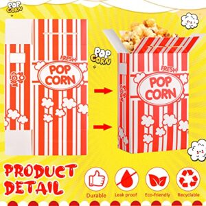 200 Pieces Mini Popcorn Box 1 oz Red and White Striped Popcorn Containers Collapsible Disposable Popcorn Cup Buckets Bulk Movie Theater Carnival Birthday Party Supplies, 6 x 4 x 2 Inches