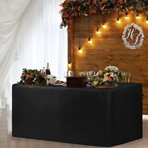 HolidayIdeas Fitted Black Tablecloths - 72 x 30 Inch - 2 Pack Rectangle Table Clothes for 6 Foot Tables, Polyester Fabric Table Cover for Trade Show, Craft Show, Parties, Birthday, Wedding