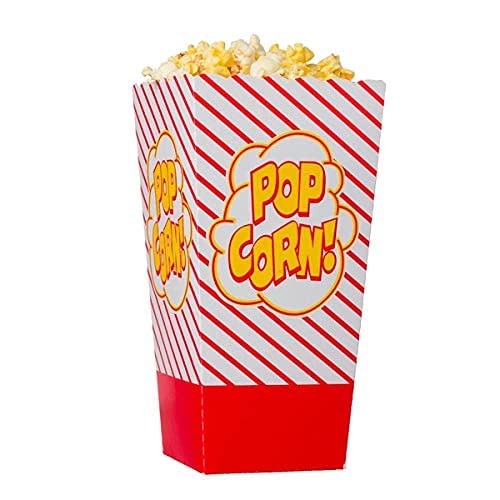 Perfect Stix 44e Open Top Popcorn Boxes (Pack of 25ct) Movie Night Paper Popcorn Buckets. 6.25 Inches Tall. Brand Name Perfect Stix