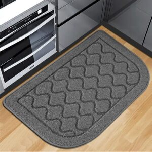 HOTBALZER 18×27 Inch Kitchen Rugs, Comfort Standing Kitchen Mats for Floor is Made of 100% Polypropylene, Kitchen Rugs and Mats Non Skid Washable for Kitchen, Floor, Office, Sink, Laundry, Grey