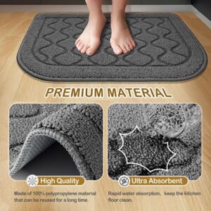 HOTBALZER 18×27 Inch Kitchen Rugs, Comfort Standing Kitchen Mats for Floor is Made of 100% Polypropylene, Kitchen Rugs and Mats Non Skid Washable for Kitchen, Floor, Office, Sink, Laundry, Grey